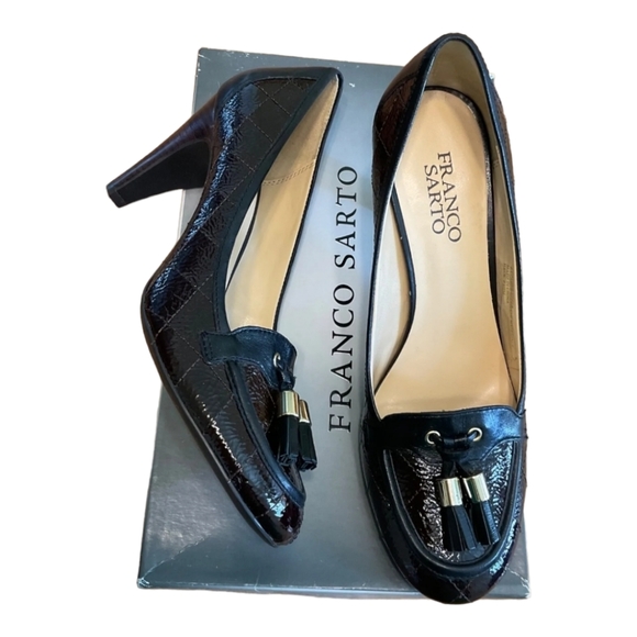 Franco Sarto Brown/black patent Leather Pump. - Picture 2 of 12
